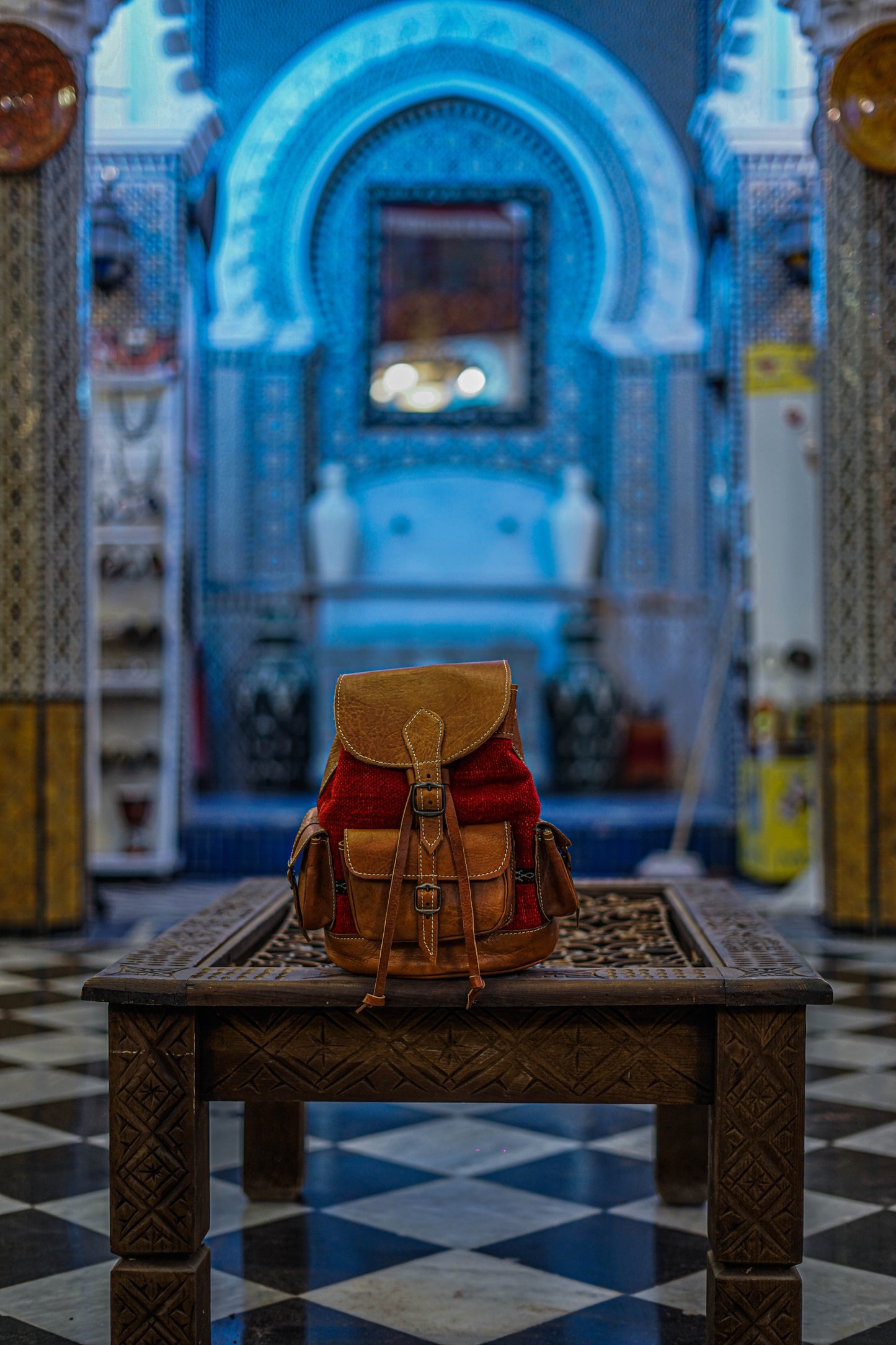 Artisan Crafted Leather and Kilim Backpack