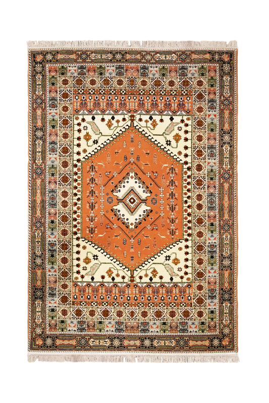 Extra Royal Amber Glow Hand-Knotted Wool Rug