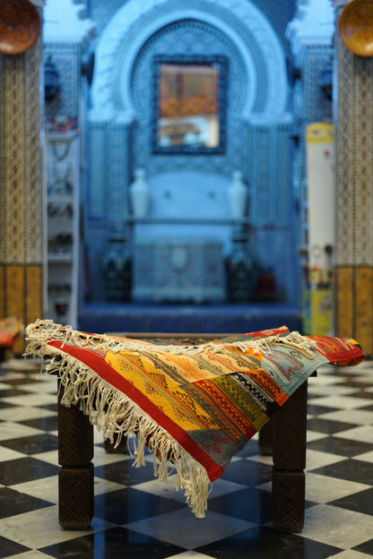 Makarbak Safran Colors Handwoven Moroccan Kilim Rug