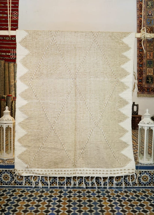 Authentic Handwoven Moroccan Beni Ourain Wool Rug - Diamond Pattern